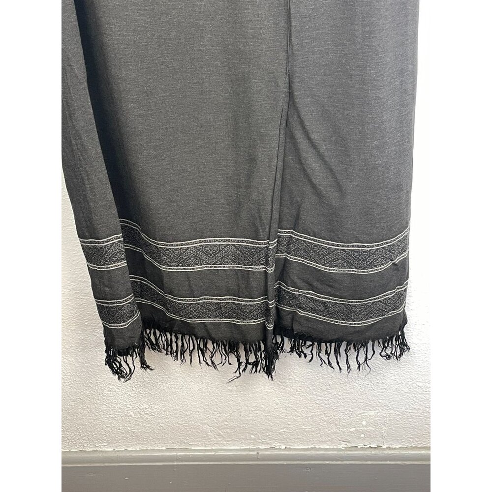 Talbots Women's Charcoal Gray Sleeveless Side Buckle Fringe Hem Dress Size 14W - Picture 3 of 5